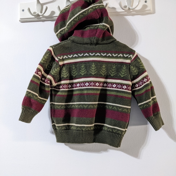 Gymboree Hooded Sweater 12-18 Months Green Jacket Christmas Vibe - Picture 4 of 8